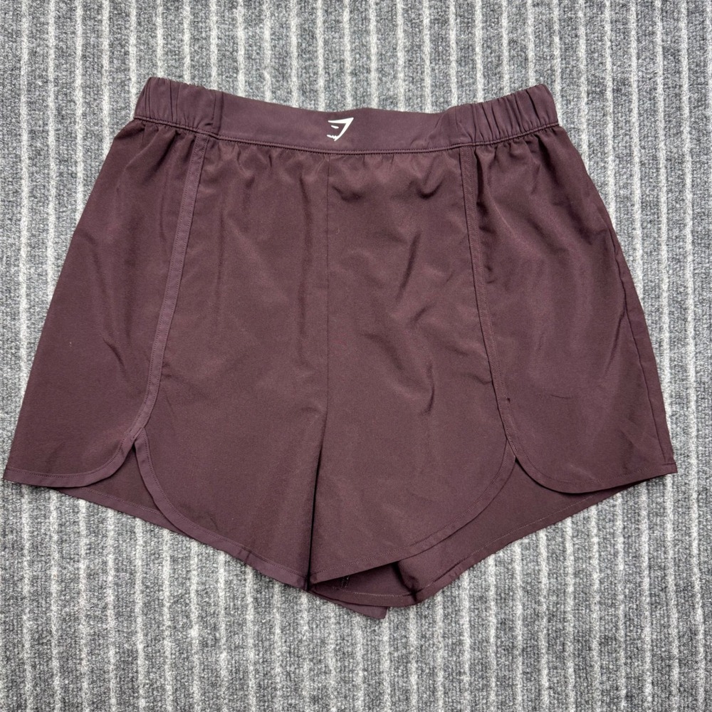 Gymshark Womens Running Shorts Size L Burgundy Dolphin Hem Athletic Activewear